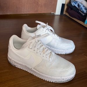 Worn twice Air Force 1s, small stain on shoe lace
